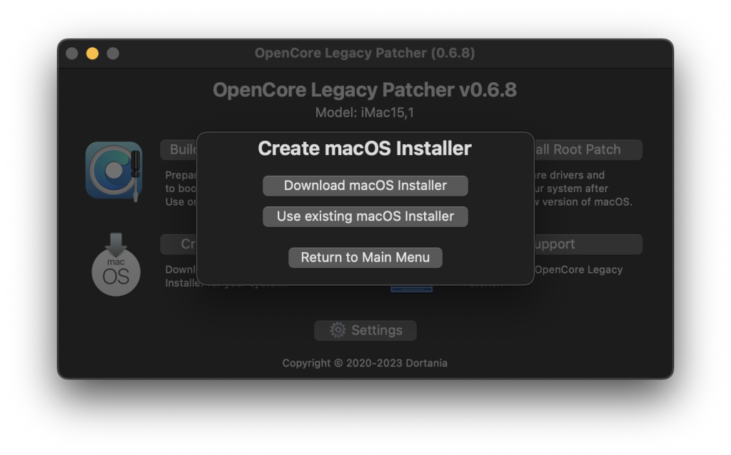 OCLP GUI Create Installer Menu.6220ded8