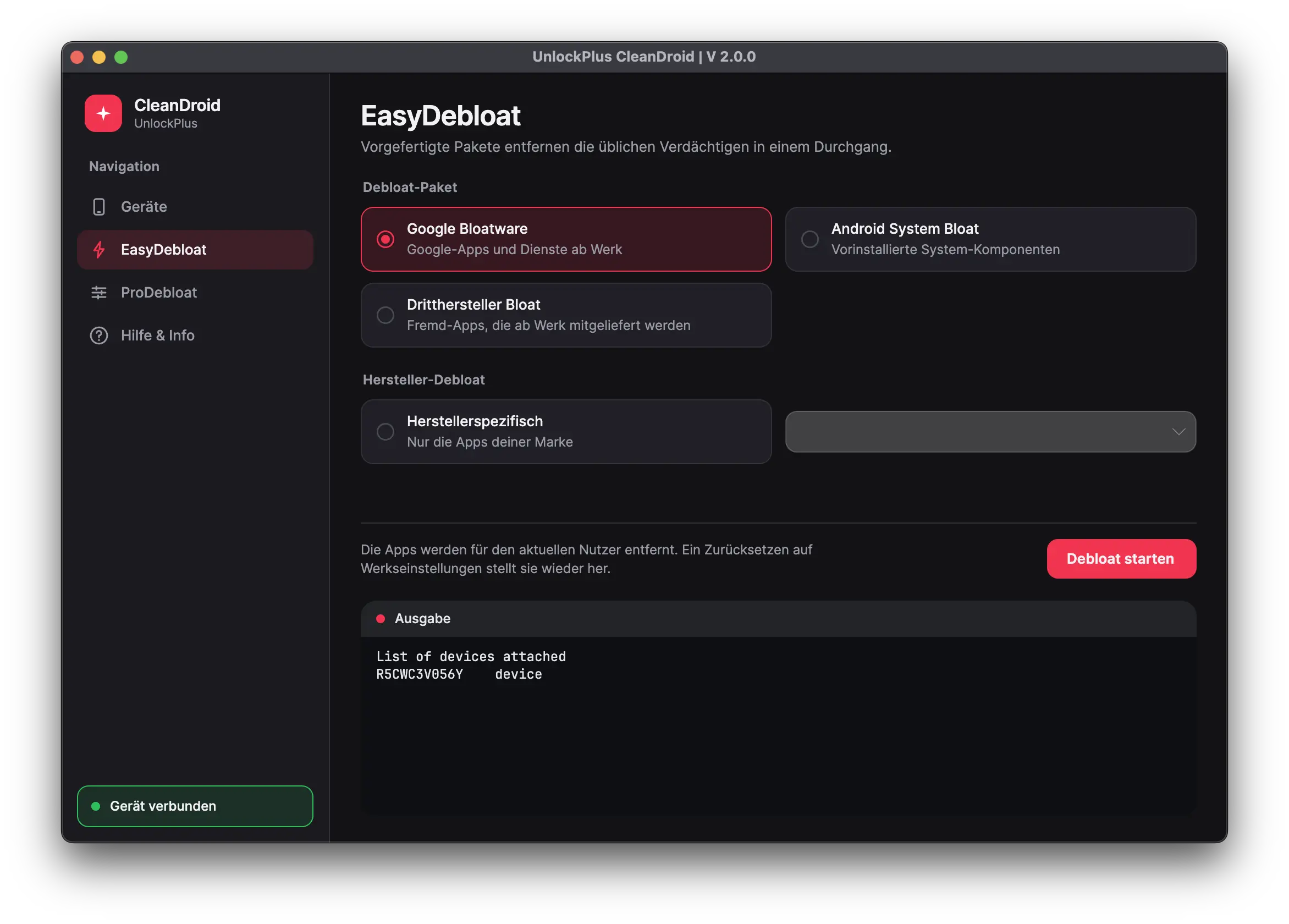 CleanDroid – EasyDebloat